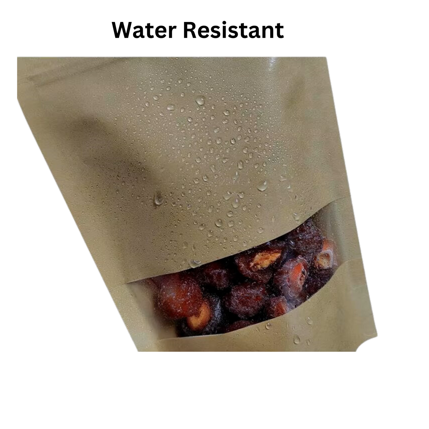 Resealable Kraft Paper Brown Pouch Bag Clear Gloss Window Display