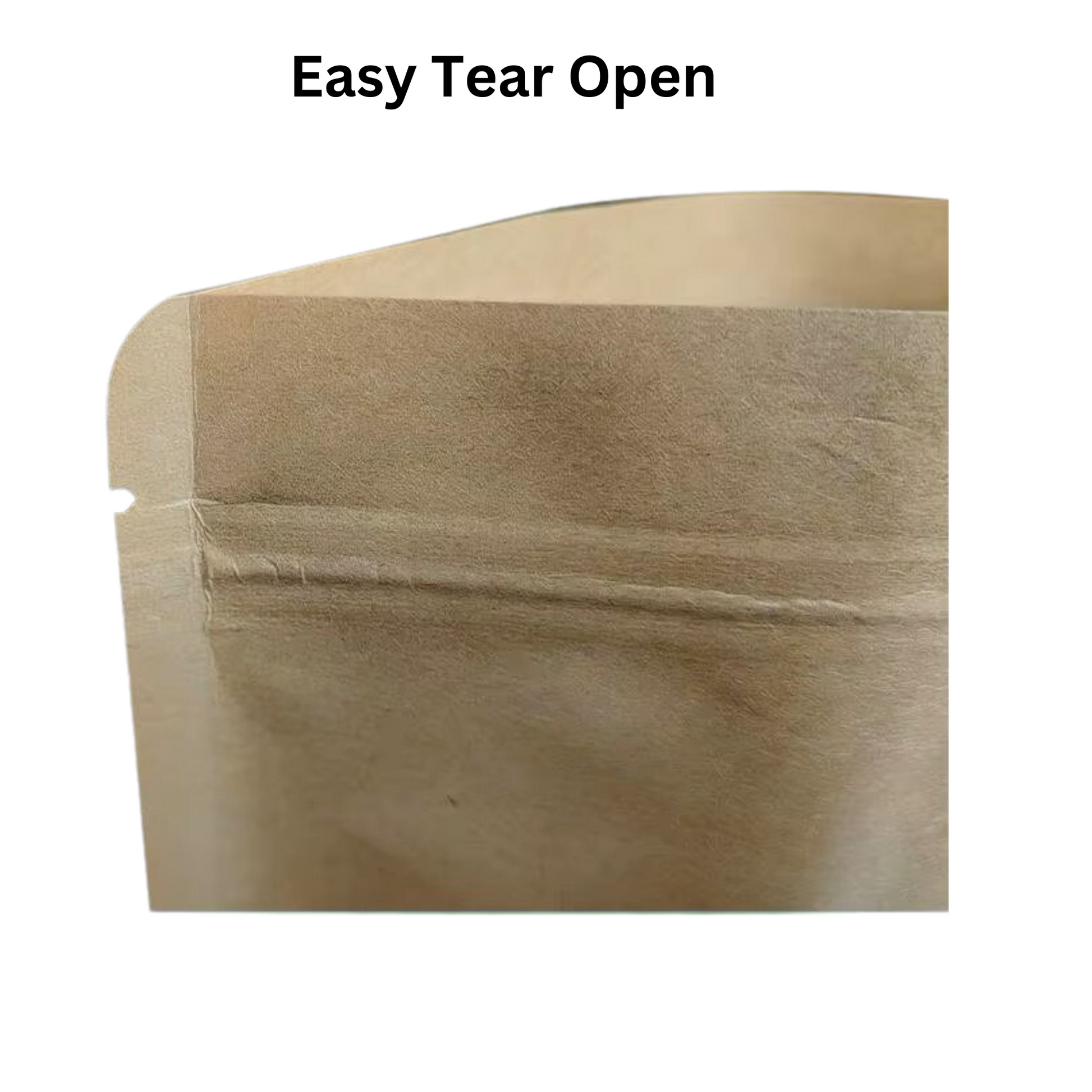 Brown kraft stand up pouch with zip lock and clear gloss window