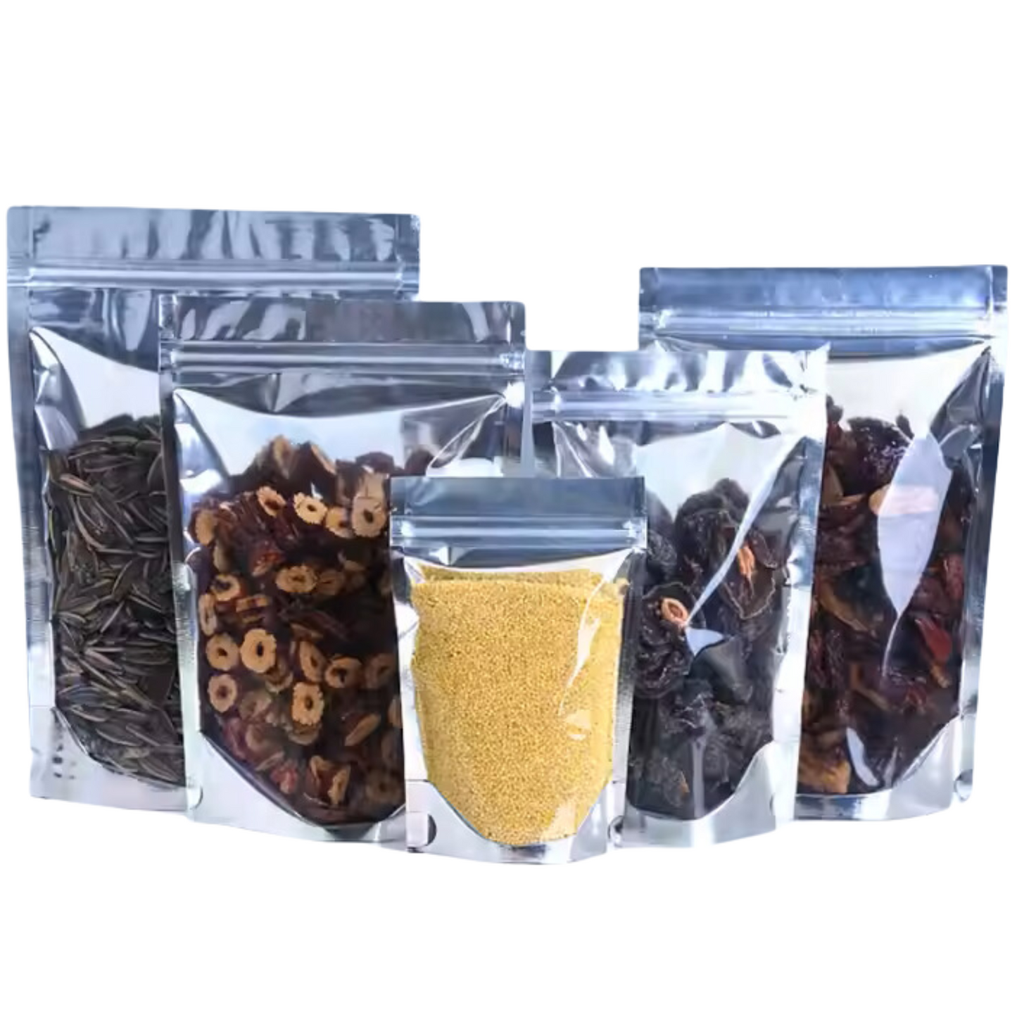 Resealable Poly Pouch Bag Aluminium Foil Back Clear Front