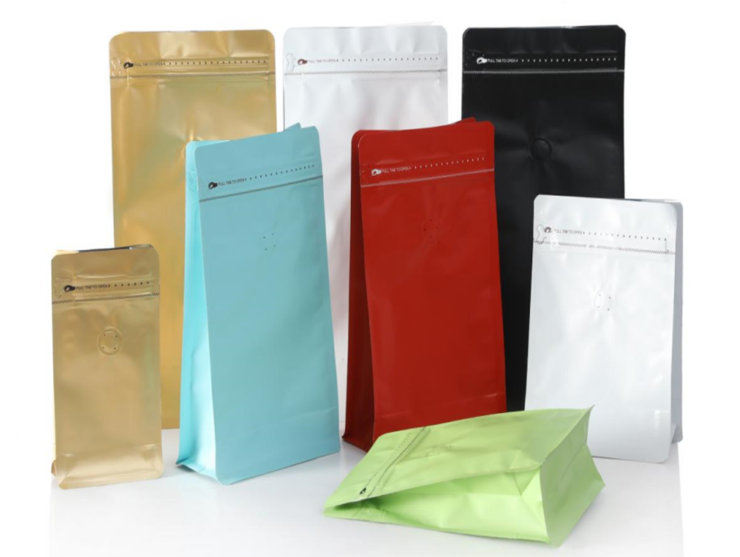 Resealable Coffee Bag with Zip/Grip Seal with De-gassing Valve - Matte White