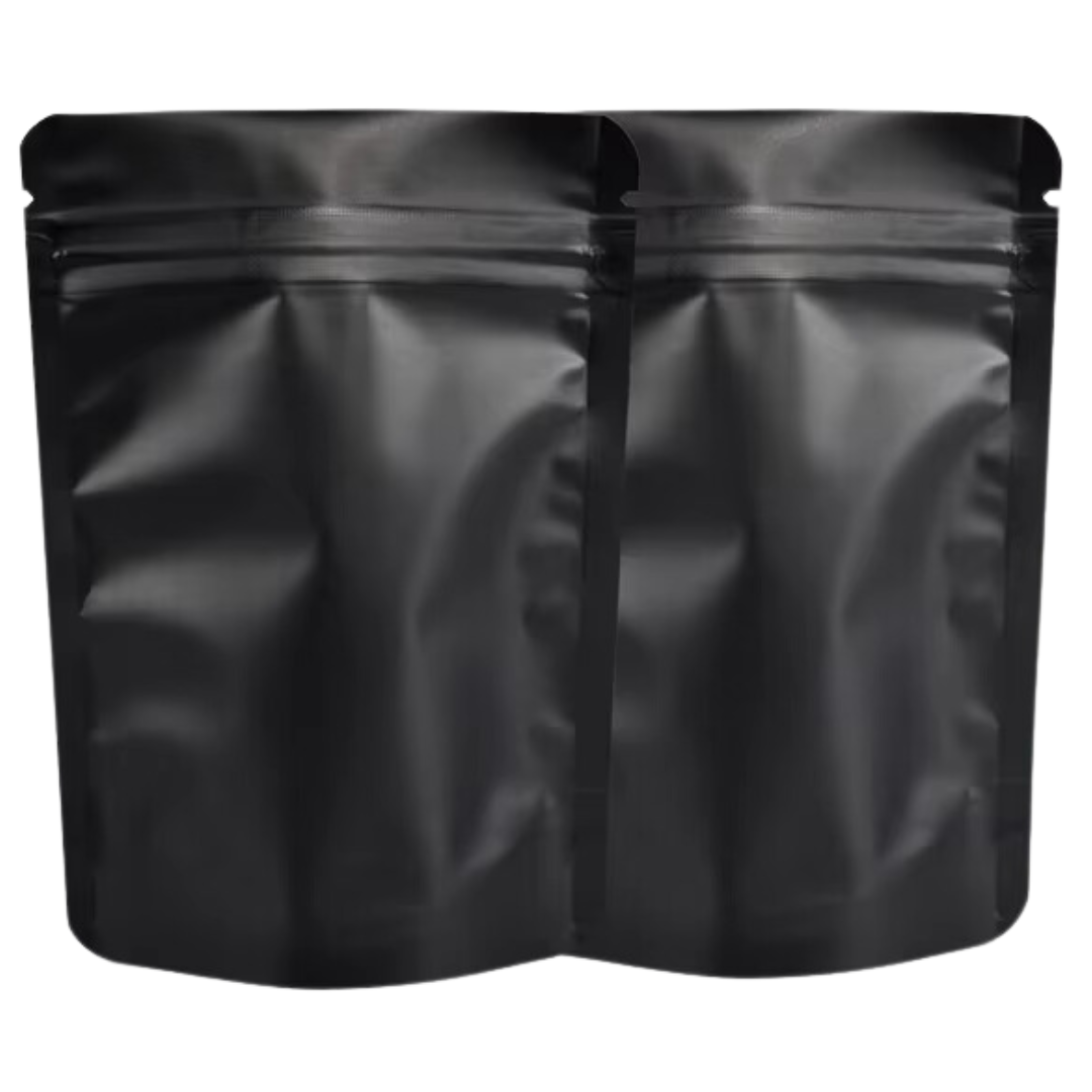 Heat-sealable opaque poly resealable pouch for coffee, protein powder, and moisture-sensitive products from Woodpecker Packaging UK.