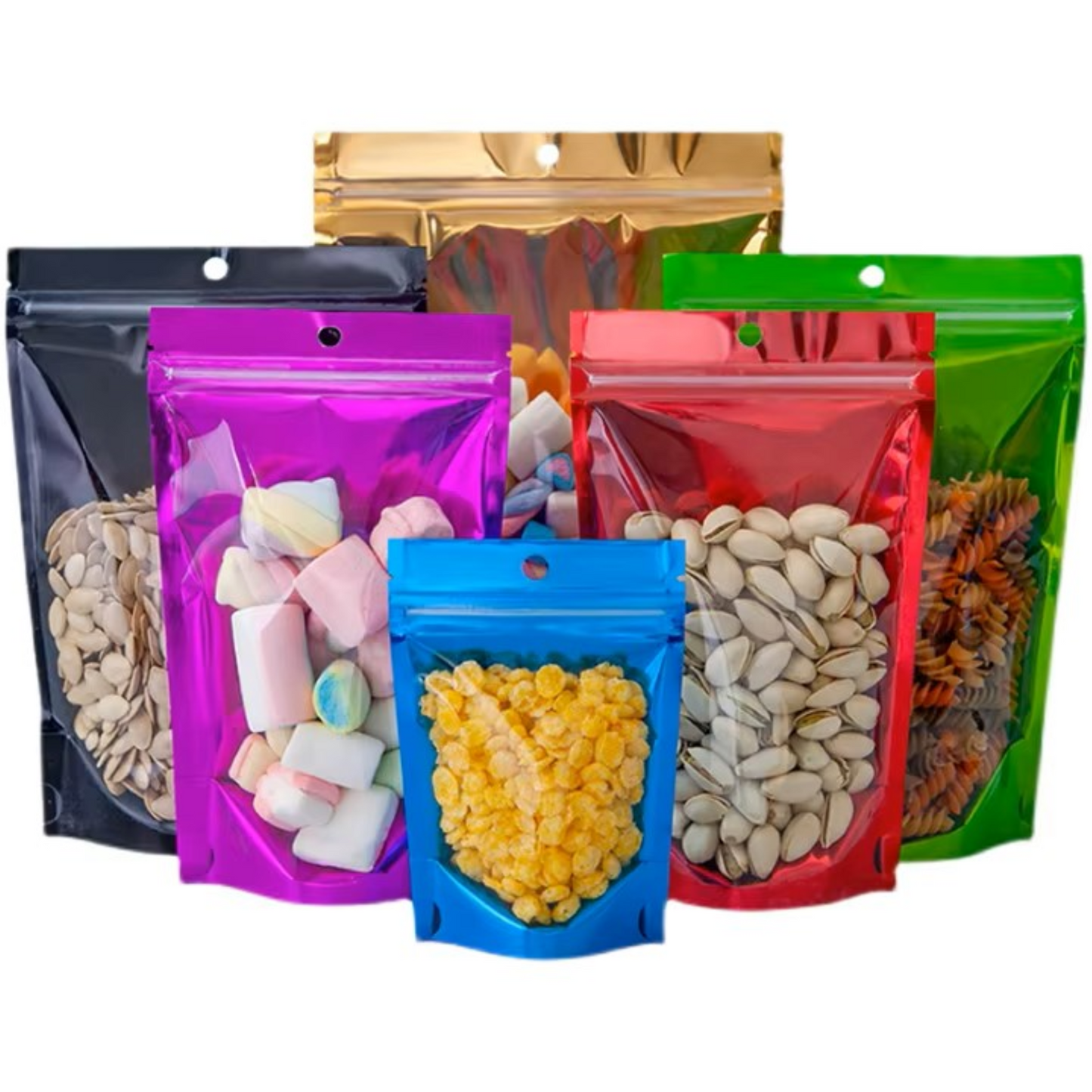Resealable Poly Pouch Bag Foil Back Clear Front - Red Gloss