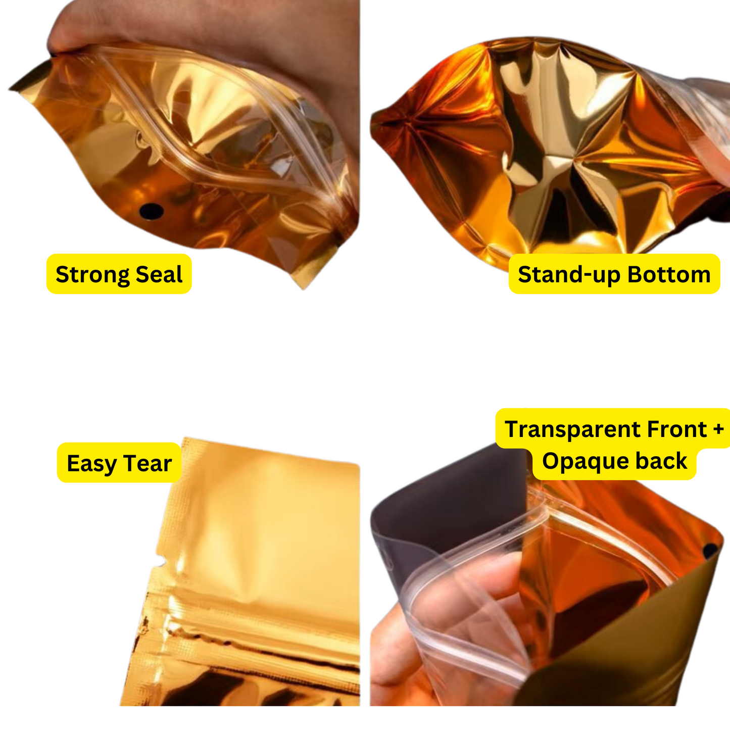 Resealable Poly Pouch Bag Foil Back Clear Front - Red Gloss