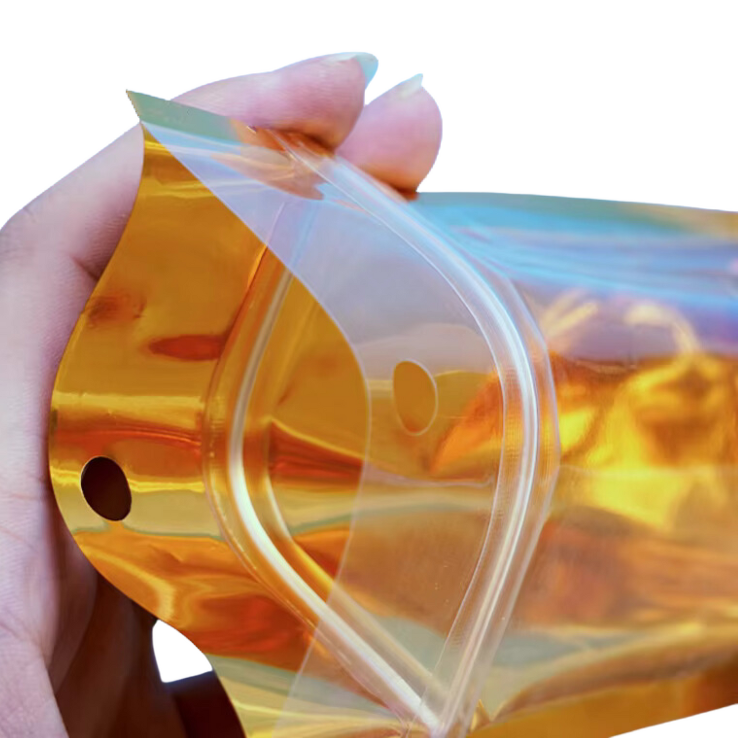 Resealable Poly Pouch Bag Foil Back Clear Front (Gold Colour)
