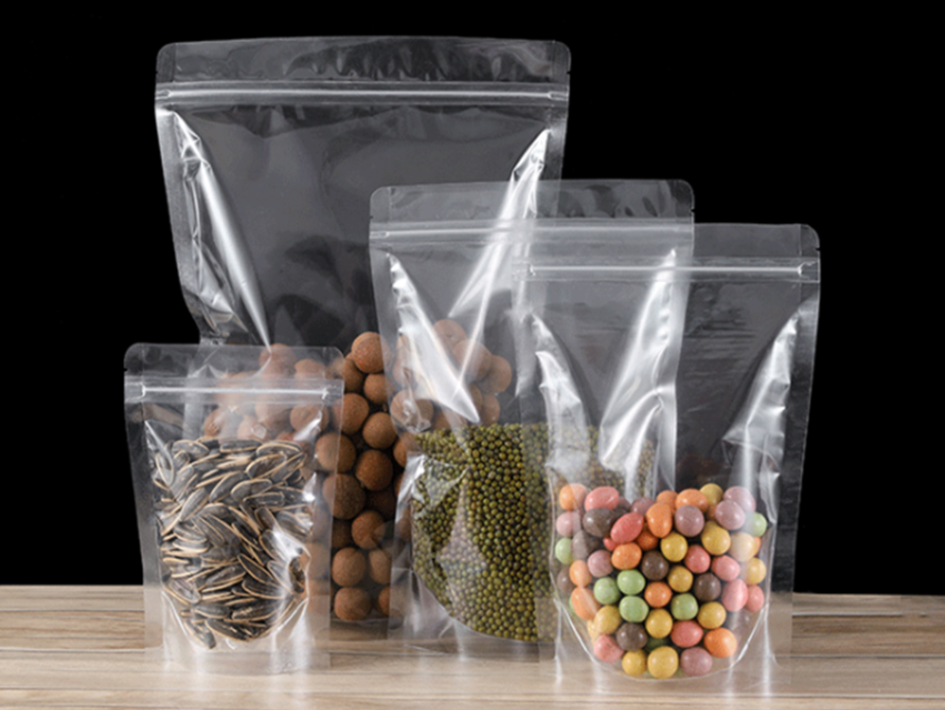 Resealable Poly Pouch Bags Transparent Clear Stand up Bottom