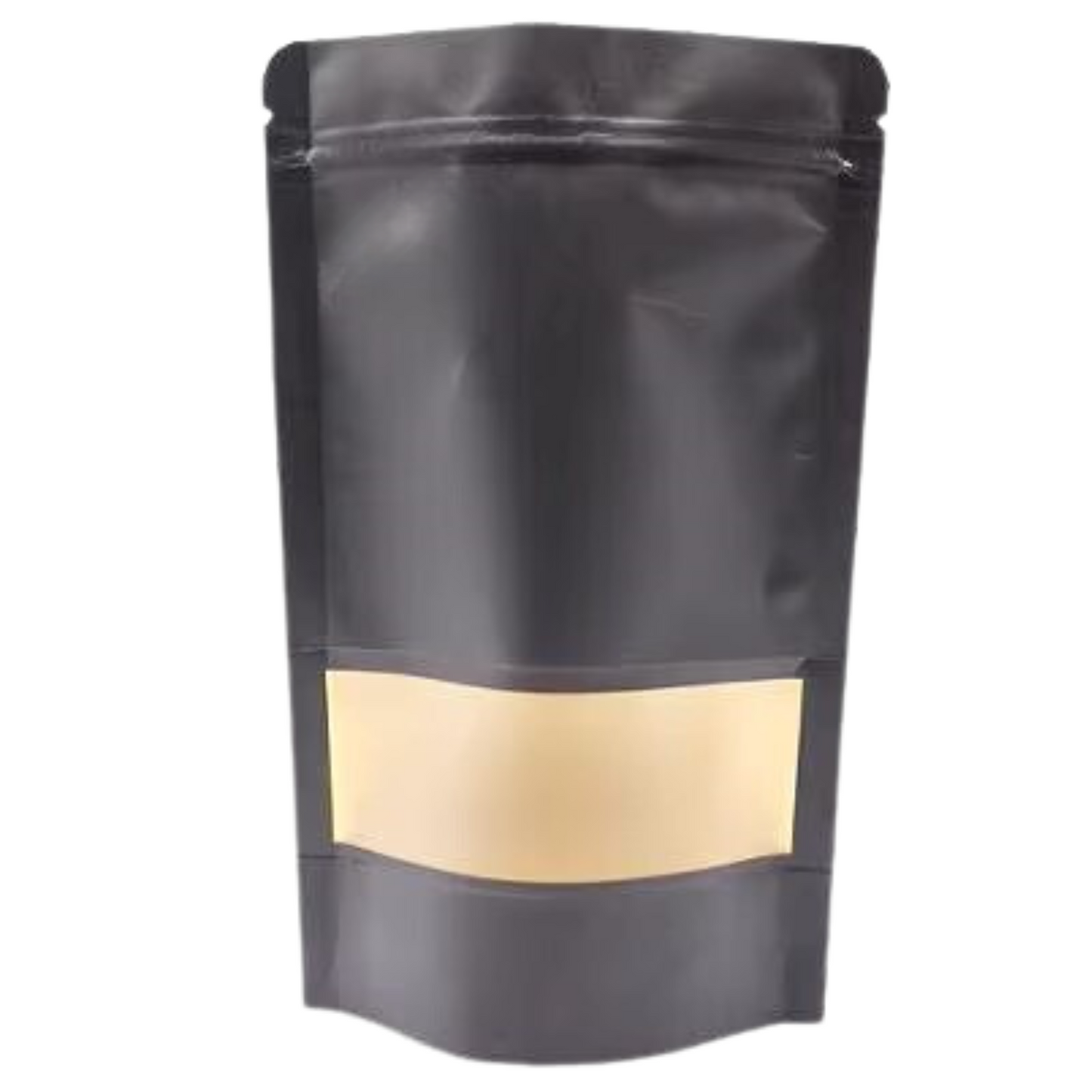 Resealable Stand up Kraft Paper Black Pouch Bag Matte Window