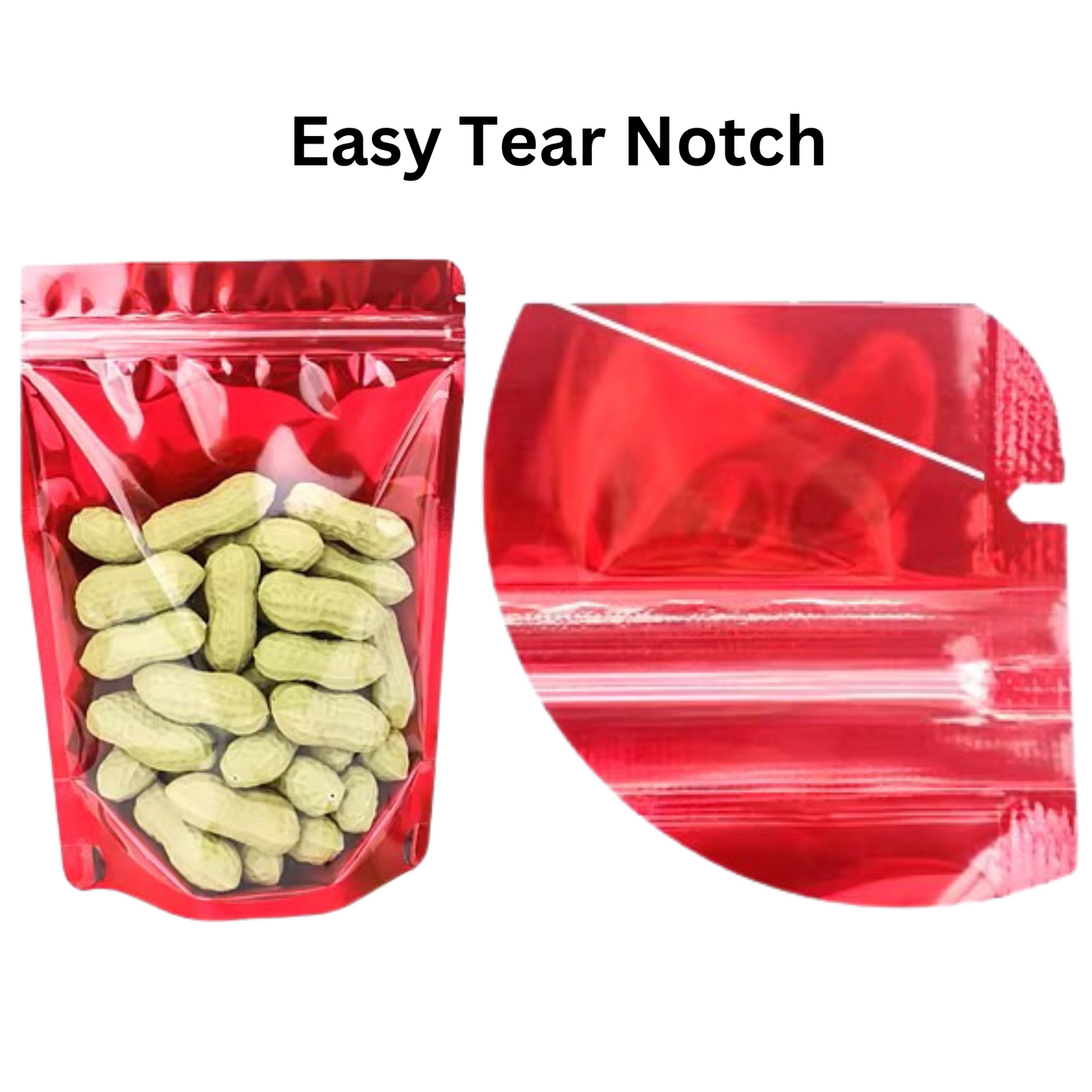 Resealable Poly Pouch Bag Foil Back Clear Front - Red Gloss