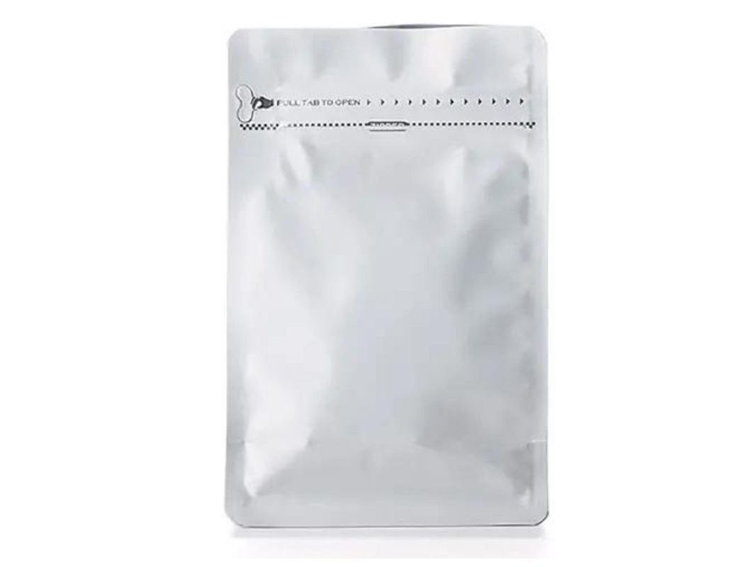 Resealable Coffee Bag with Zip/Grip Seal with De-gassing Valve - Matte White
