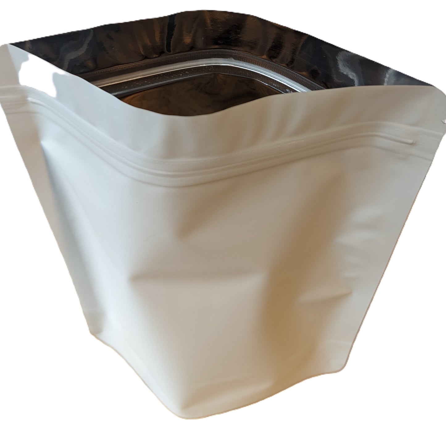 Close-up of zip seal closure on matte black poly pouch bag for secure resealing