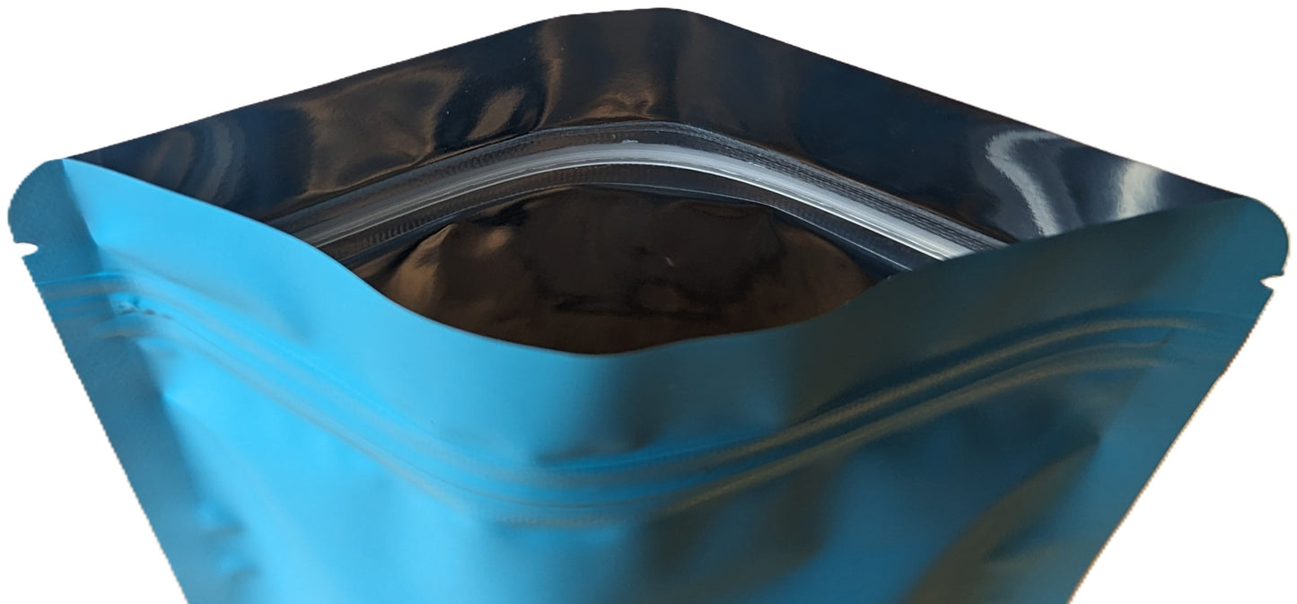 Resealable Poly Pouch Bag Matte Blue Aluminium Foil Inner