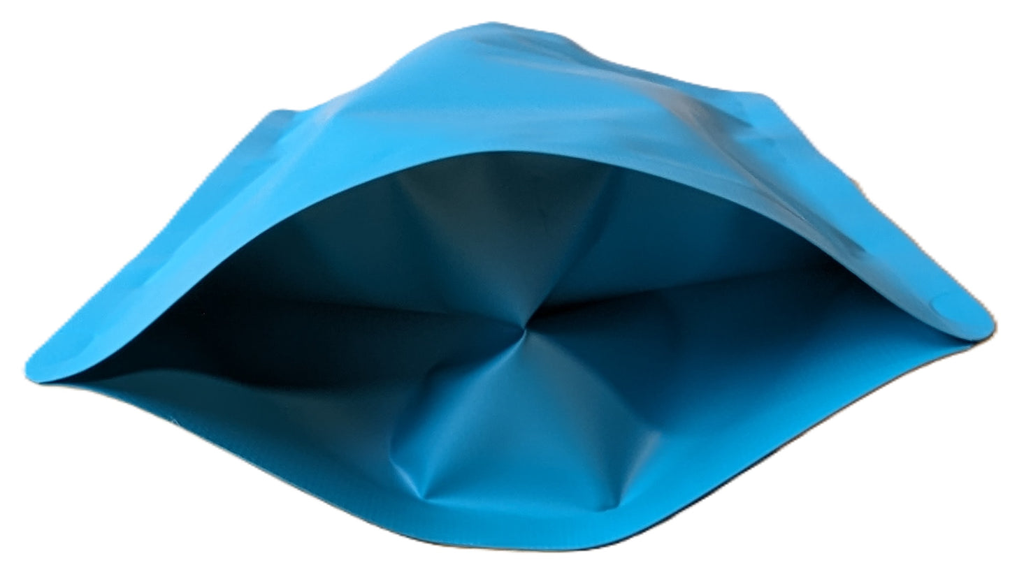 Resealable Poly Pouch Bag Matte Blue Aluminium Foil Inner