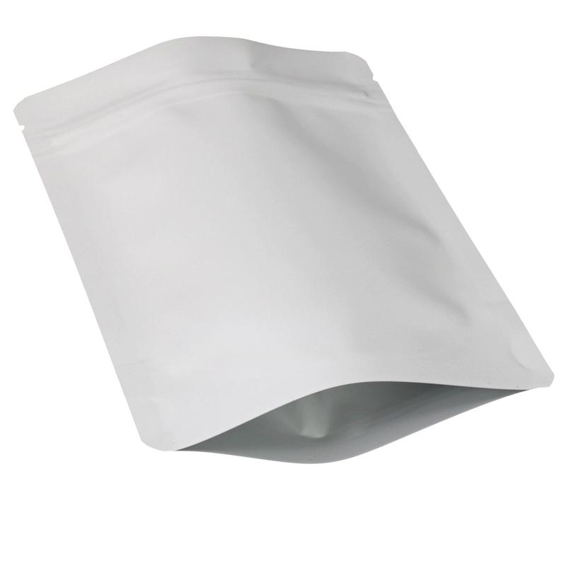 Resealable Poly Pouch Bag Matte White Aluminium Foil Inner