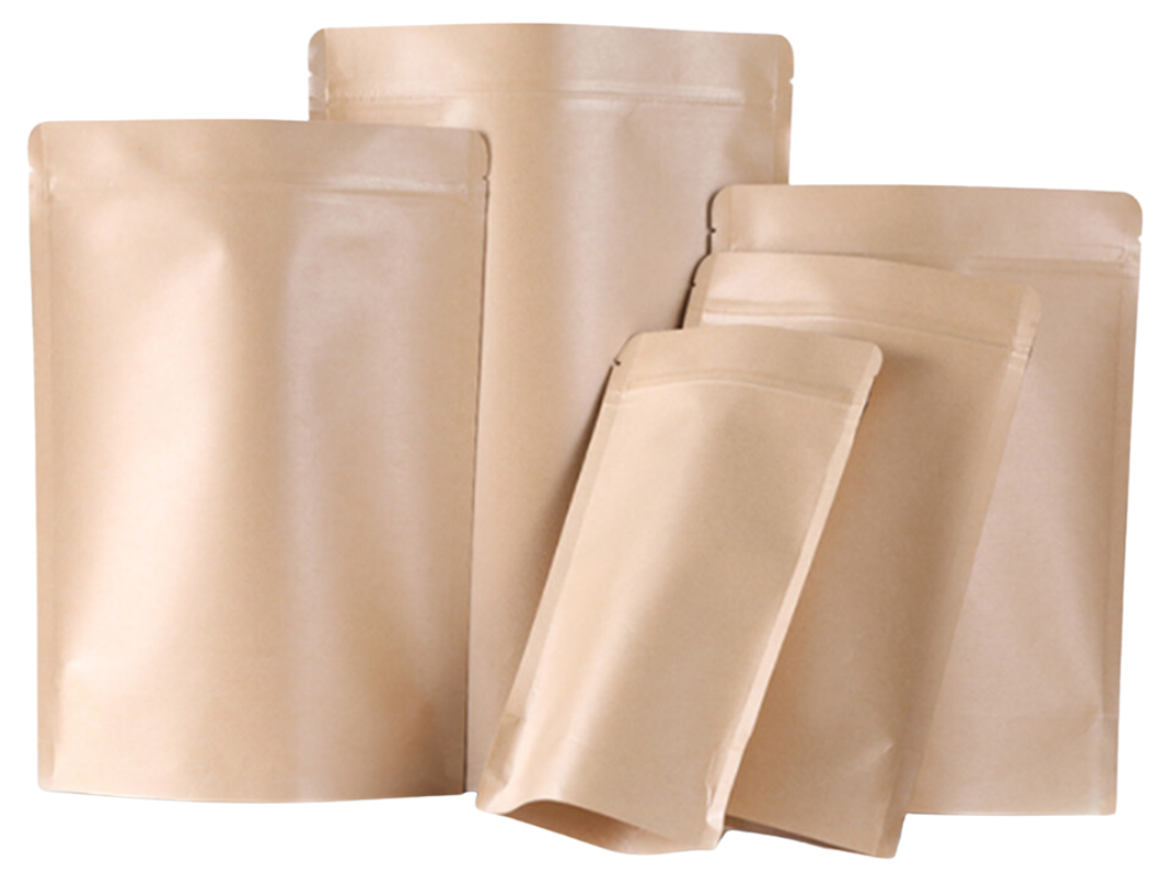 Resealable Kraft Paper Pouch Bag Brown Aluminium Foil Inner Heavy Duty ...