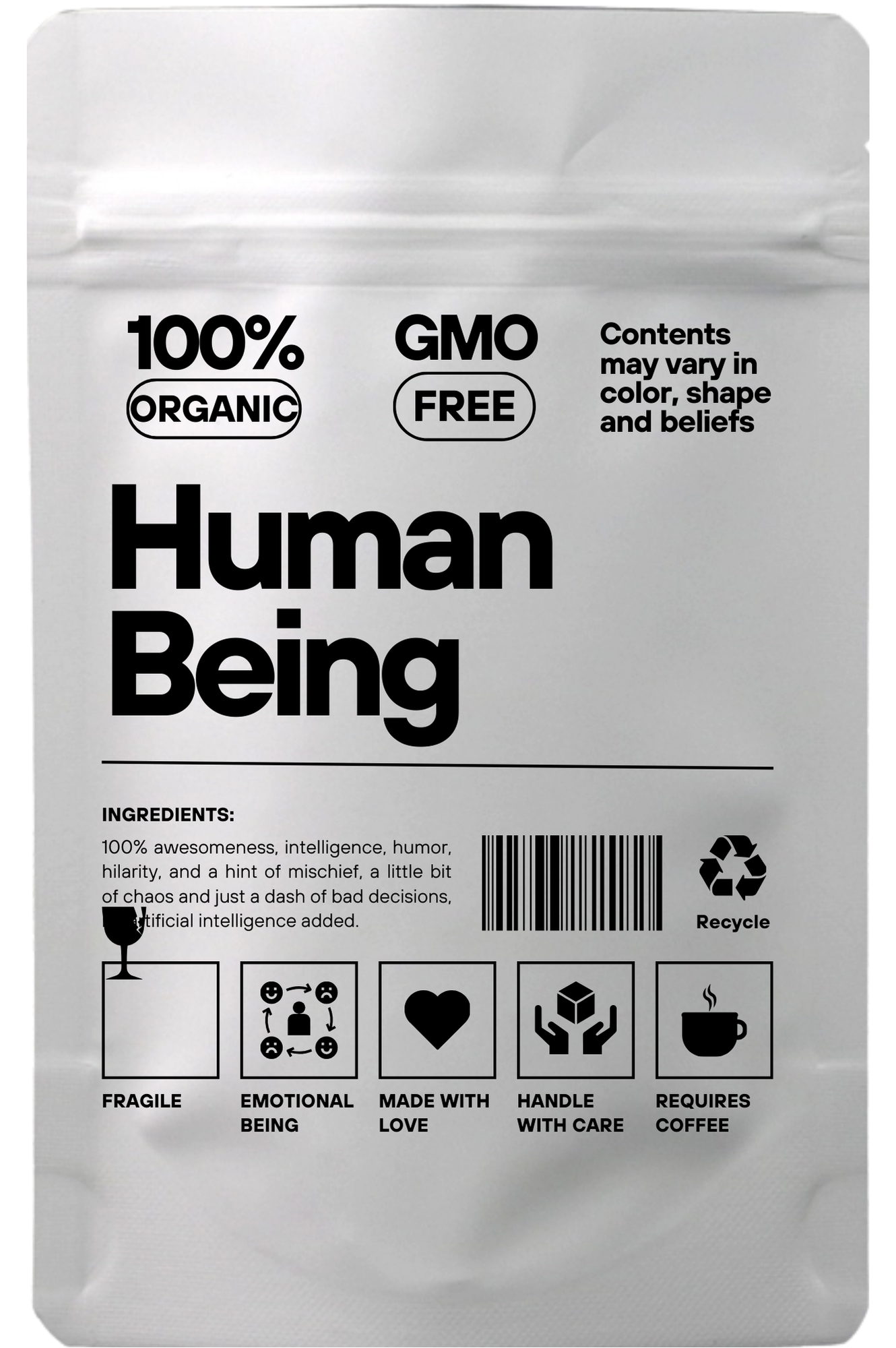 Poly Pouch printing - black on white background