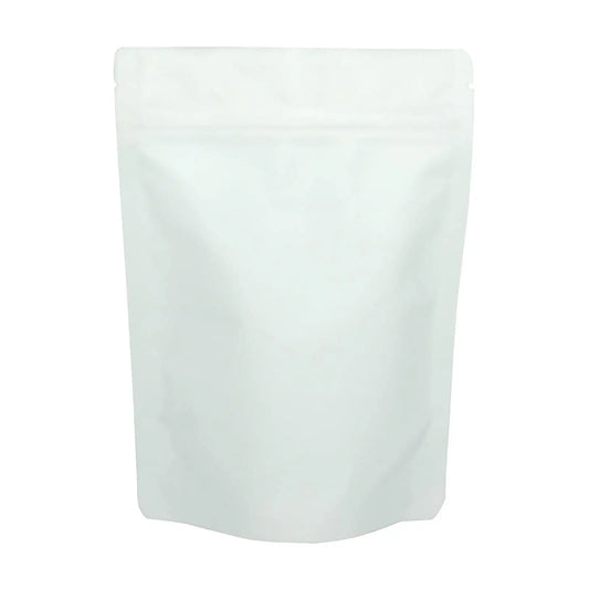 Standup Poly Bags Zip Seal (Resealable) - Matte White with Aluminised Inner