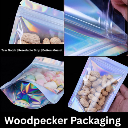 Zip-Lock Resealable Hologram Bags – Premium Food-Grade, Moisture-Proof Packaging (100/pack)