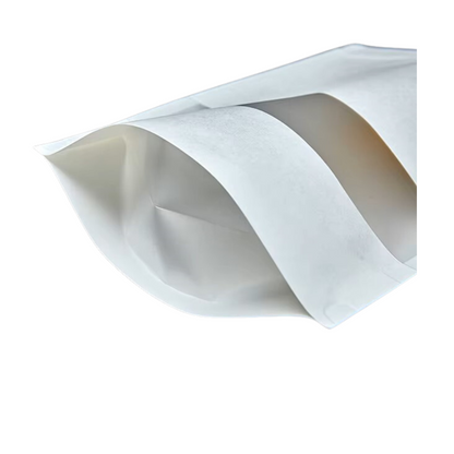 Resealable Kraft Paper White Pouch Bag Matte Window Display