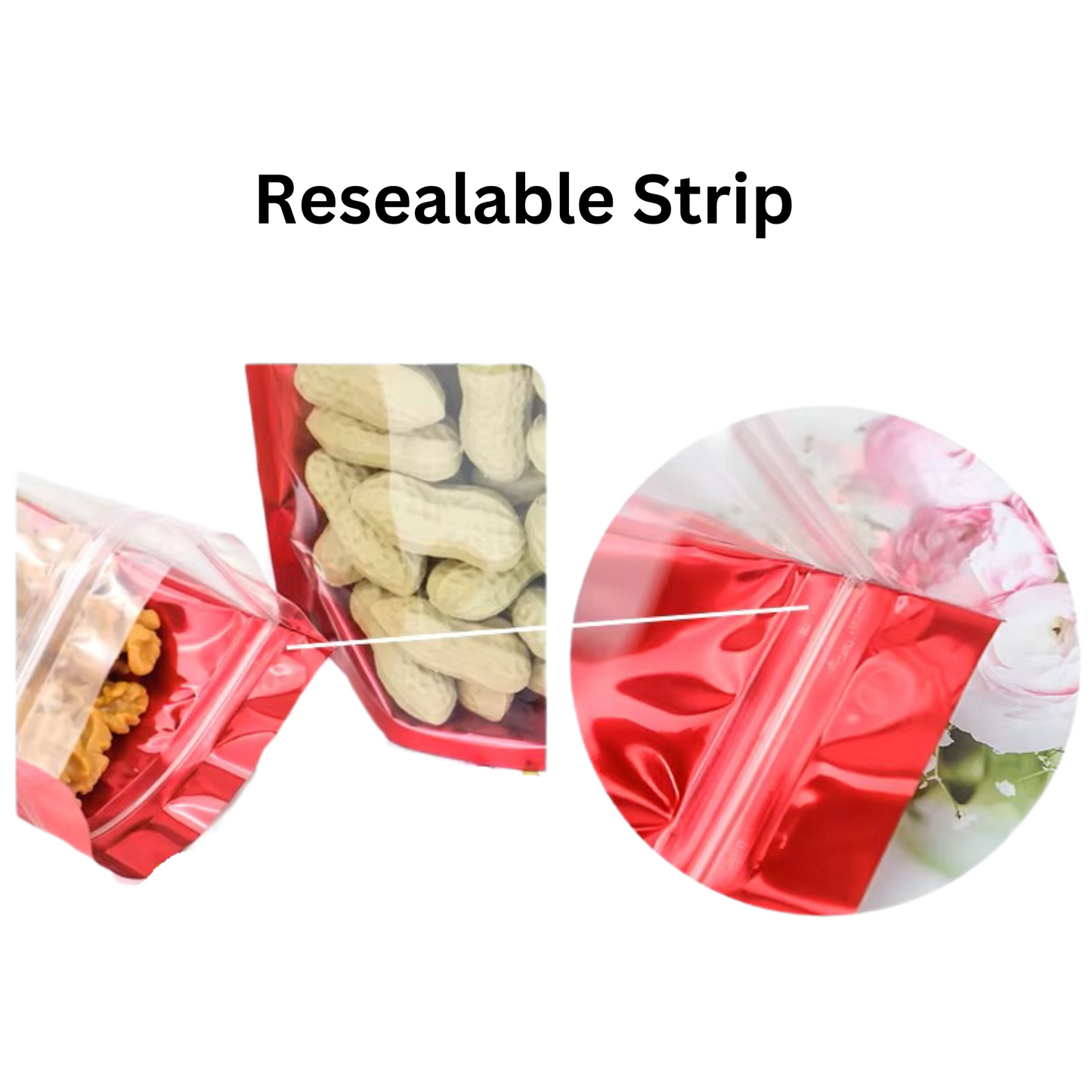 Resealable Poly Pouch Bag Aluminium Foil Back Clear Front