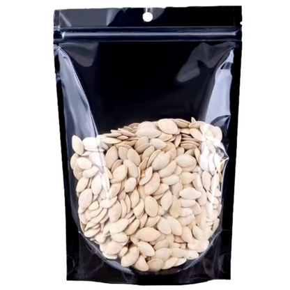 Woodpecker_Packaging_UK_Aluminium_Foil_Back_Clear_Front_Black_Colour_Resealable_Pouch