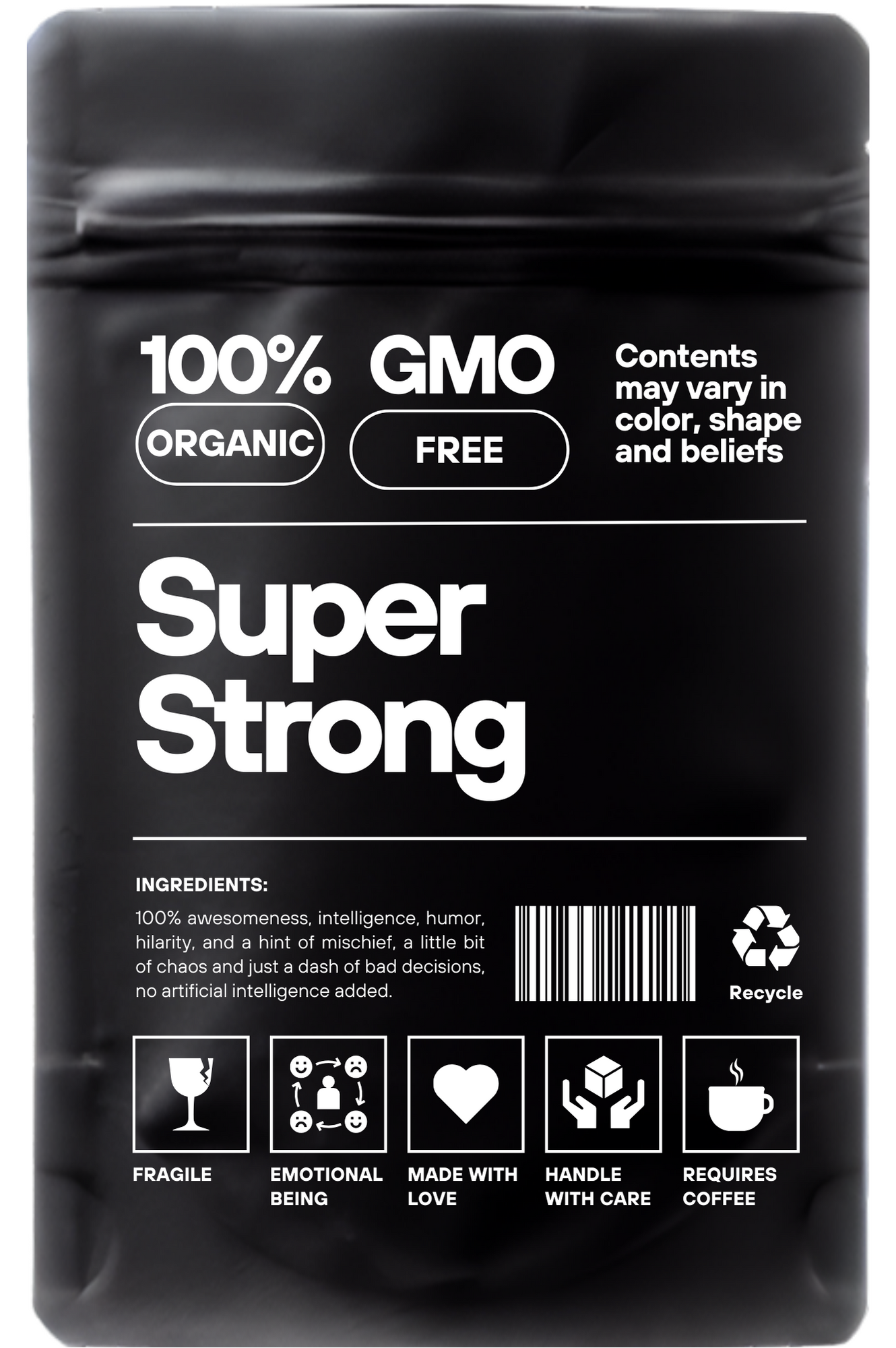 Poly Pouch Printing - white on black background