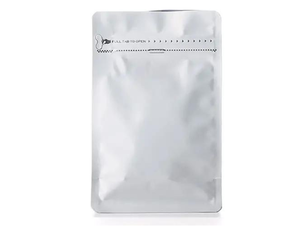 Resealable Coffee Bag with Zip/Grip Seal with De-gassing Value - Matte White