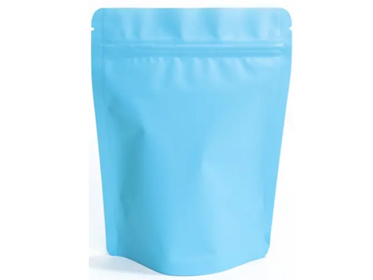 Standup Poly Bags Zip Seal (Resealable) - Matte Blue with Aluminised Inner