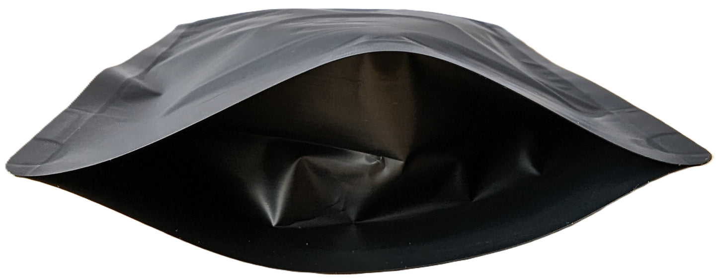 Standup Poly Bags Zip Seal (Resealable) - Matte Black with Aluminised Inner